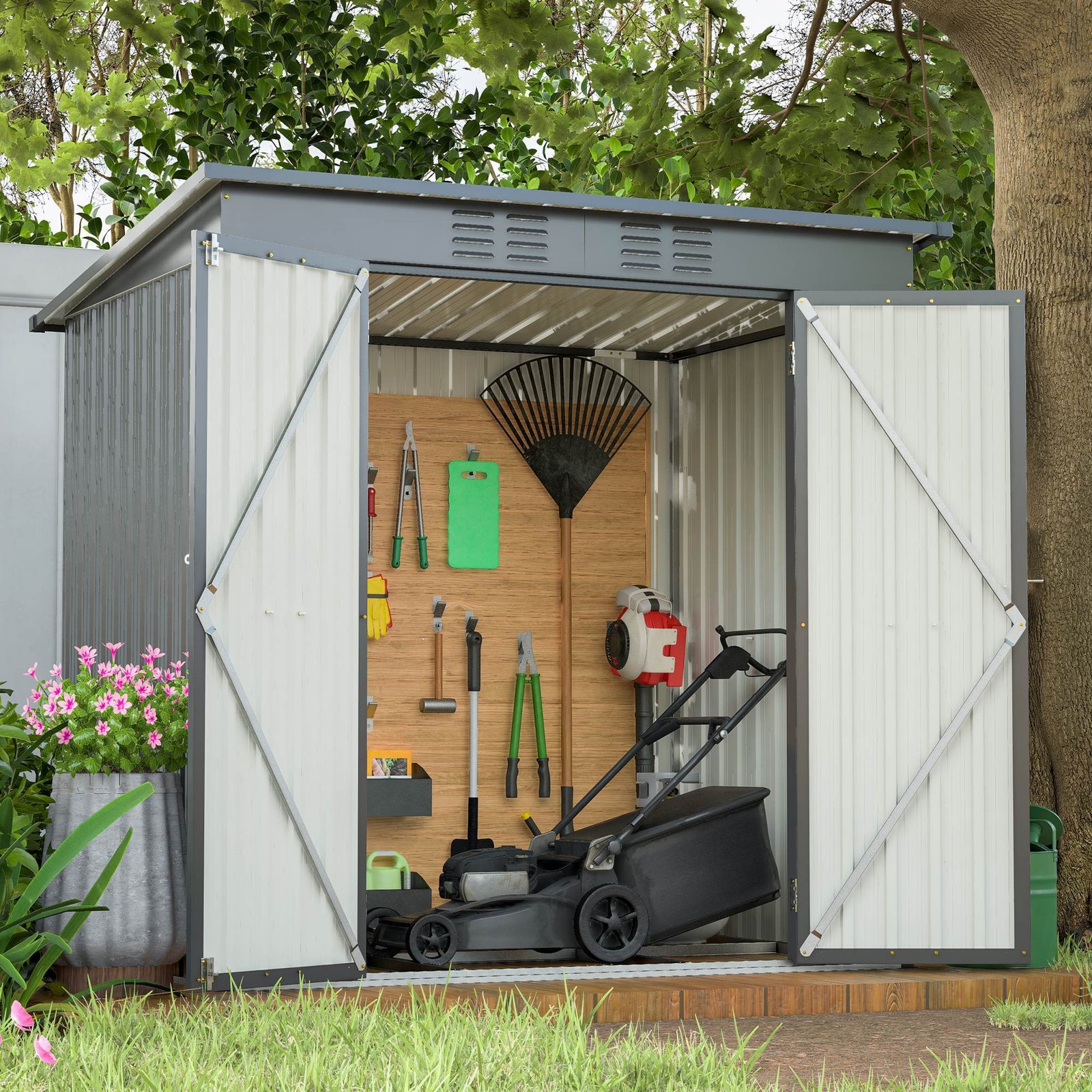 6 X 4 Ft Outdoor Storage Shed, All Weather Tool Shed For Garden, Backyard, Lawn, Black - Image 2