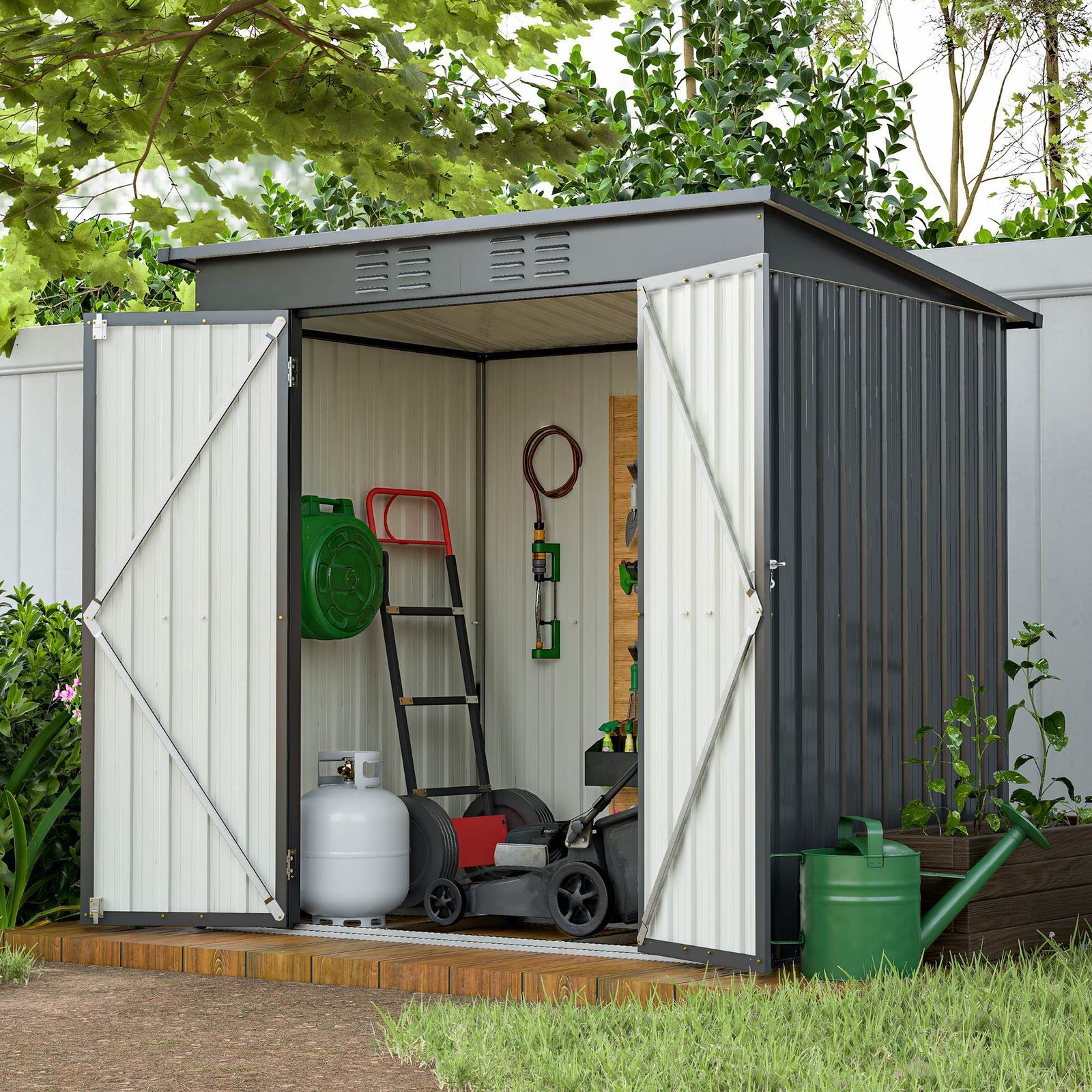6 X 4 Ft Outdoor Storage Shed, All Weather Tool Shed For Garden, Backyard, Lawn, Black - Image 10