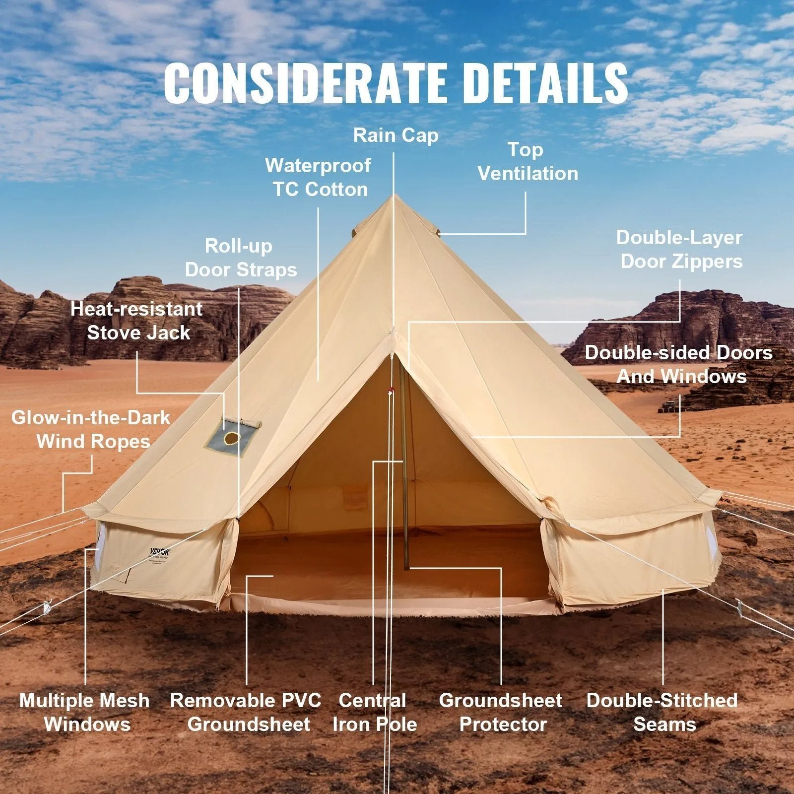 VEVOR Canvas Bell Tent - Image 2