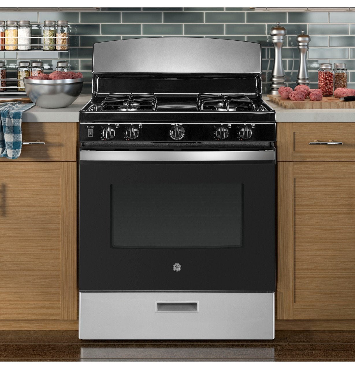 GE 30″ Free-Standing Gas Range JGBS30RETSS - Image 4