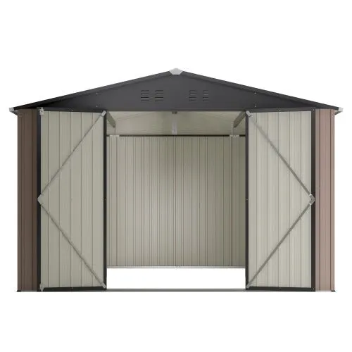 10′ X 10′ Metal Storage Shed For Ourdoor, Steel Yard Shed With Design Of Lockable Doors - Image 7