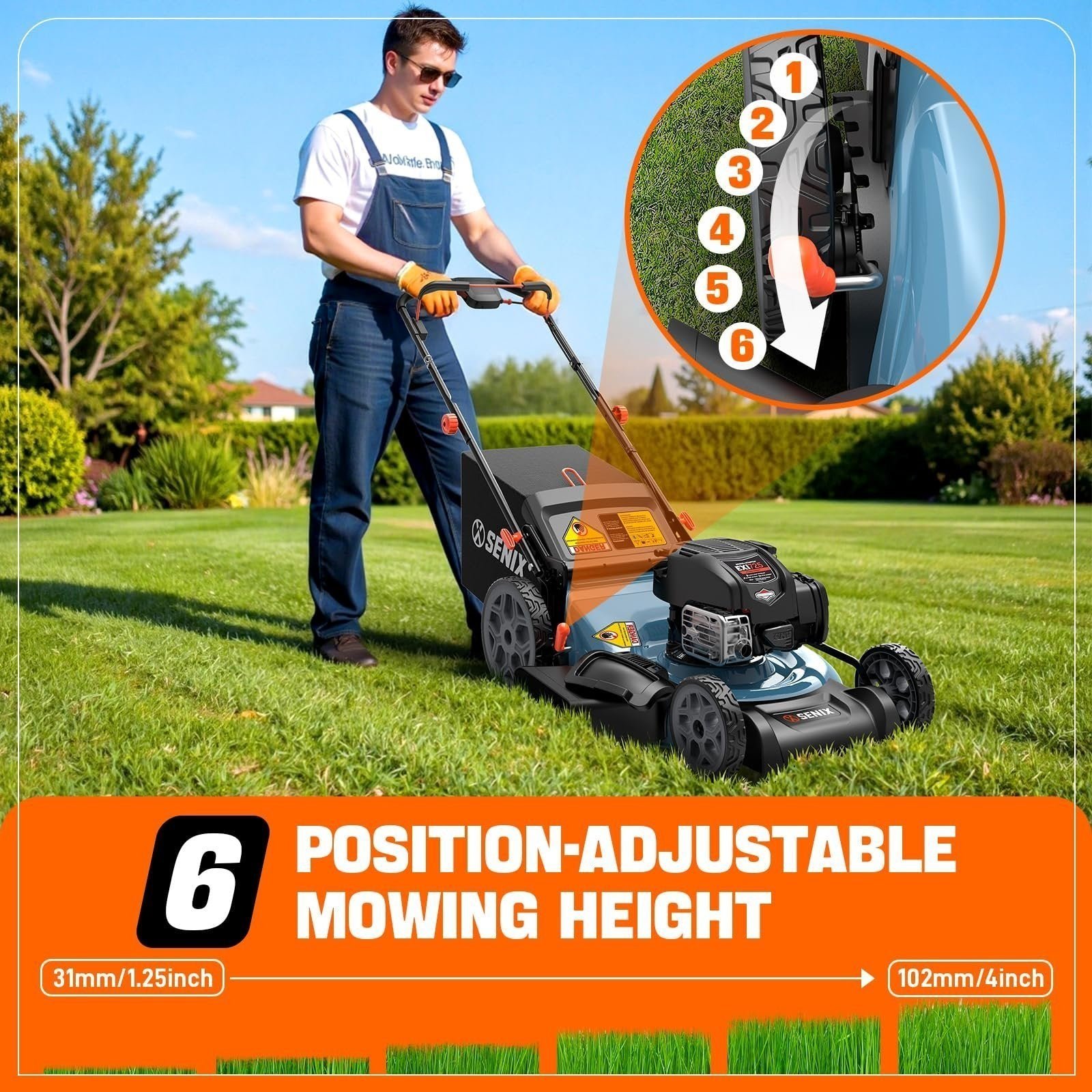 SENIX LSSG-H2 22-Inch Self Propelled Gas Lawn Mower with 163 cc 4-Cycle Engine - Image 3
