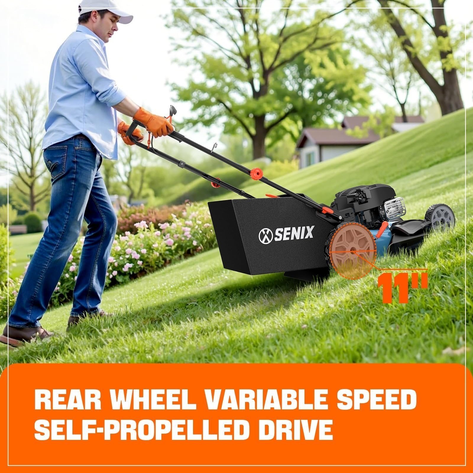 SENIX LSSG-H2 22-Inch Self Propelled Gas Lawn Mower with 163 cc 4-Cycle Engine - Image 4