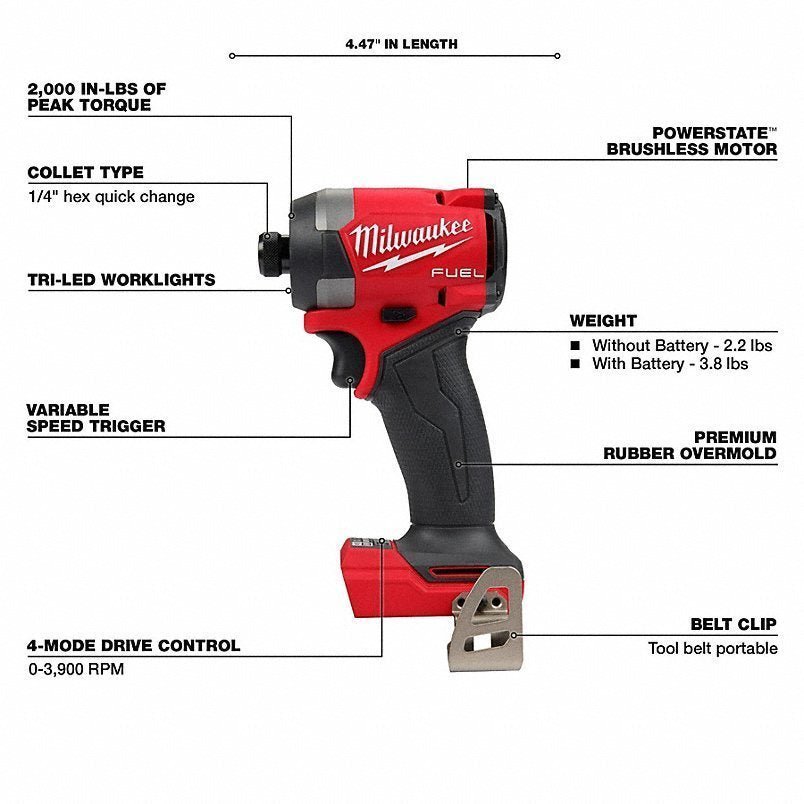 MILWAUKEE Cordless Tool Combination Kit: 7 Tools, 18 V DC Volt, Battery Included, M18 FUEL™, M18™ - Image 4
