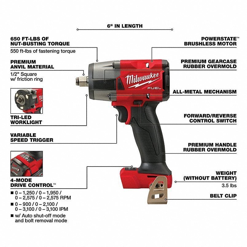 MILWAUKEE Cordless Tool Combination Kit: 7 Tools, 18 V DC Volt, Battery Included, M18 FUEL™, M18™ - Image 5