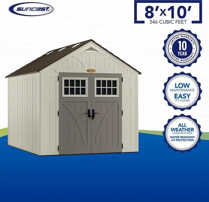 Suncast Tremont 8-ft x 10-ft Resin Outdoor Storage Shed with Skylights and Floor Included - Image 4