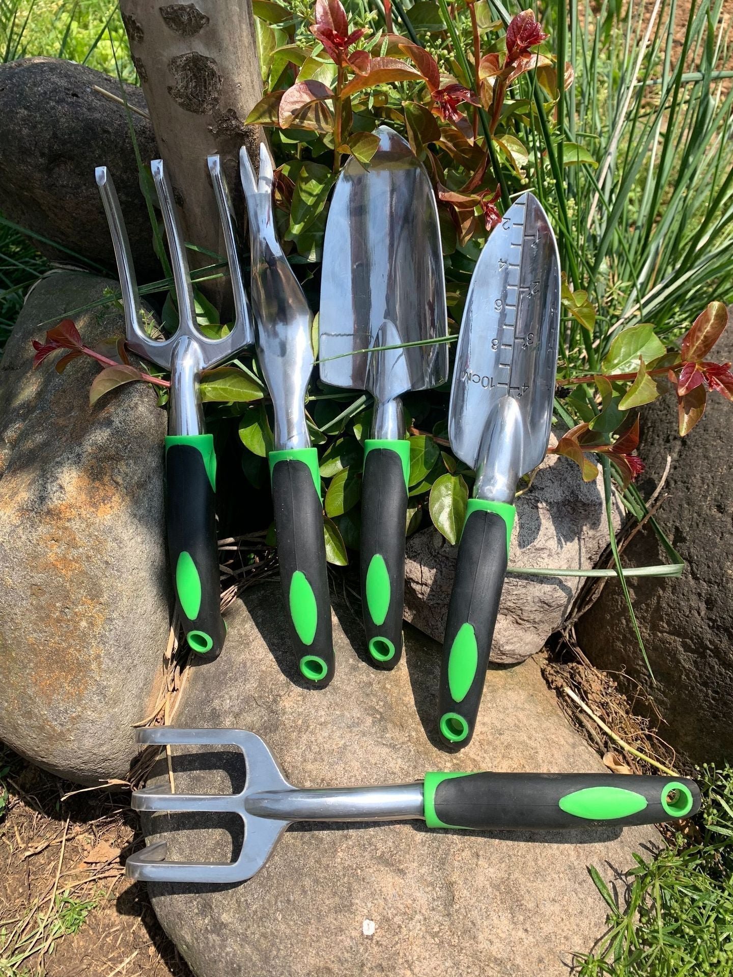 Garden Supplies 9-piece Aluminum Alloy Set, Silicone Two-color Handle Shovel Gardening Tools - Image 2