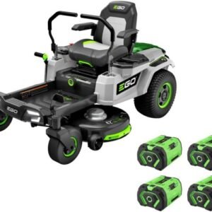 EGO Power+ Electric Riding Lawn Mower, 42″ Deck with Zero Turn Radius, Includes (4) 56V 10.0Ah Batteries and Charger ZT4204L