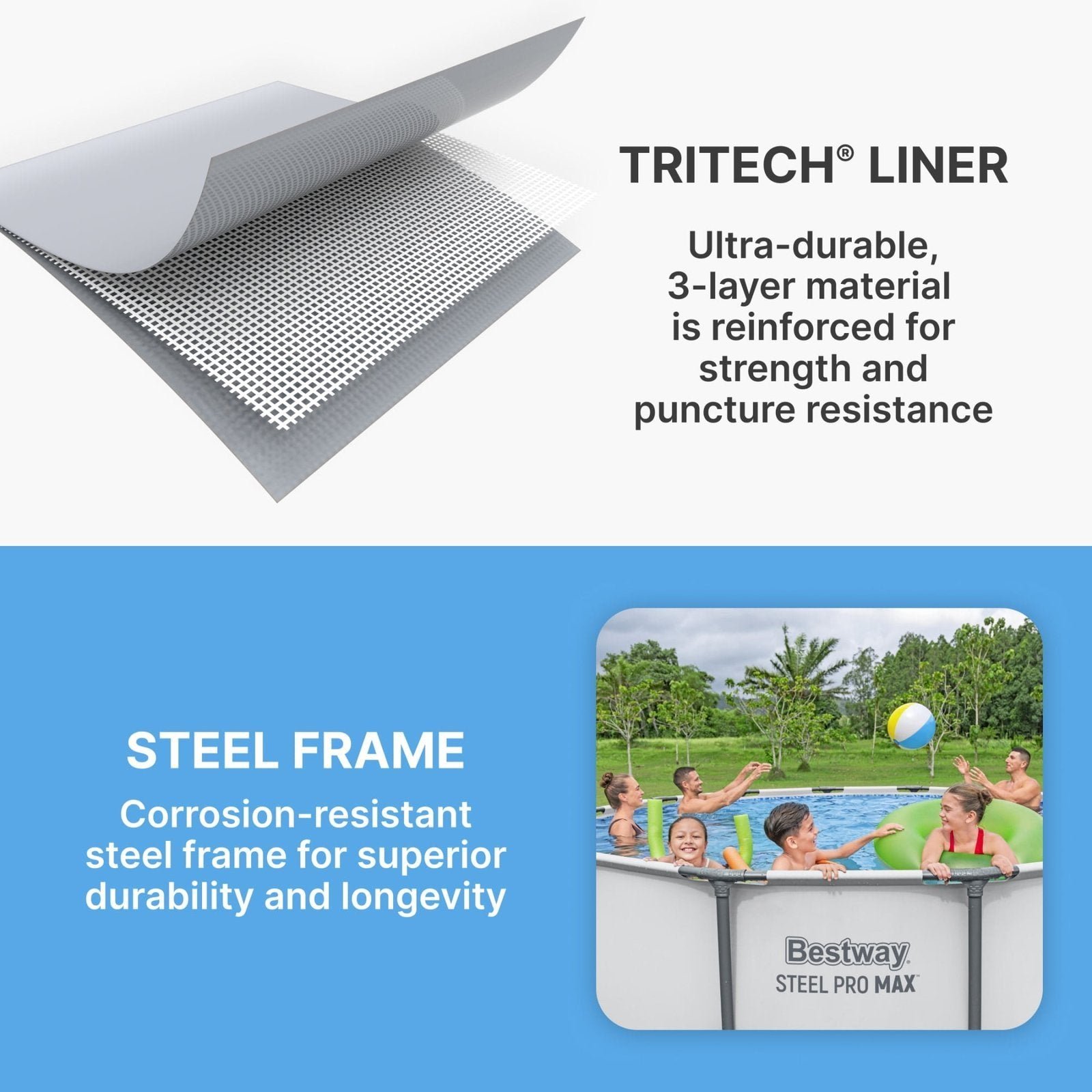 Bestway Steel Pro MAX 10 Foot x 30 Inch Round Metal Frame Above Ground Outdoor Backyard Swimming Pool Set with 330 GPH Filter Pump - Image 5