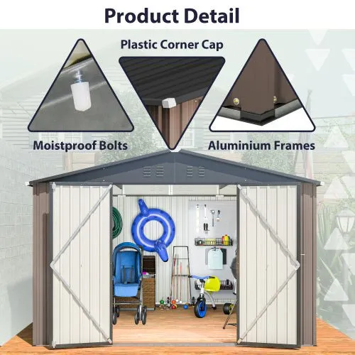 10′ X 10′ Metal Storage Shed For Ourdoor, Steel Yard Shed With Design Of Lockable Doors - Image 11