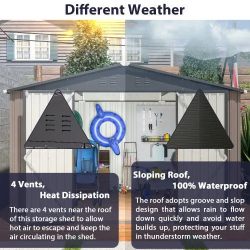 10′ X 10′ Metal Storage Shed For Ourdoor, Steel Yard Shed With Design Of Lockable Doors - Image 3