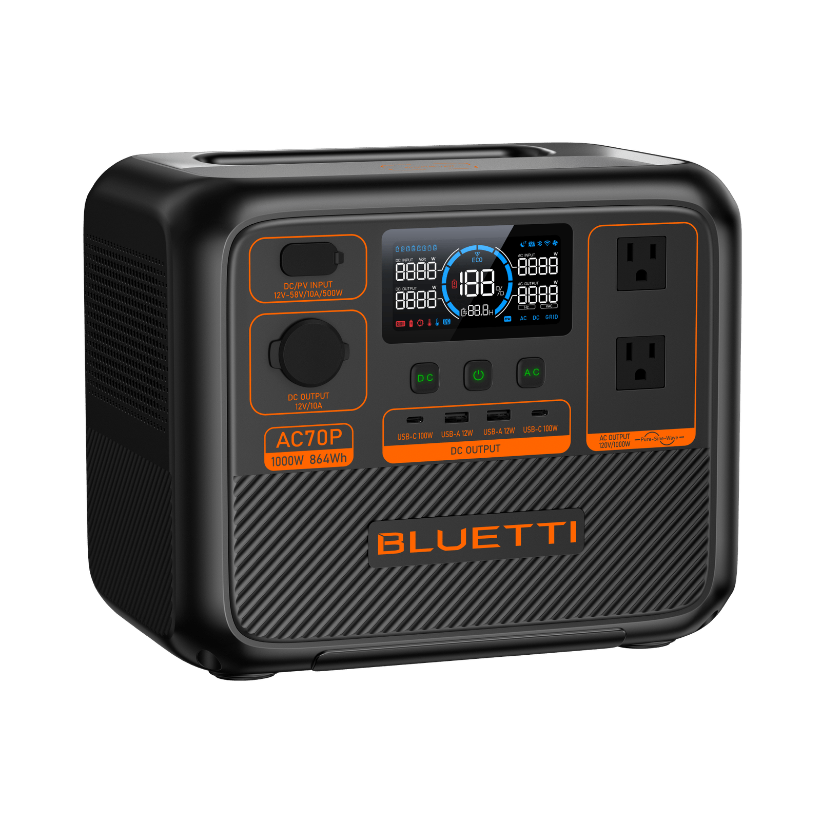 BLUETTI AC70P Portable Power Station | 1000W 864Wh - Image 4