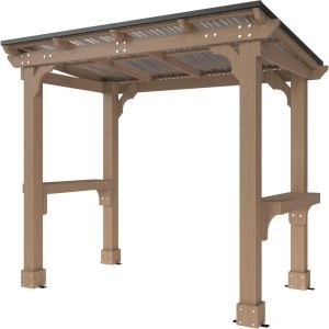 Veikous D Wooden Grill Gazebo Outdoor with Steel Roof - Image 4