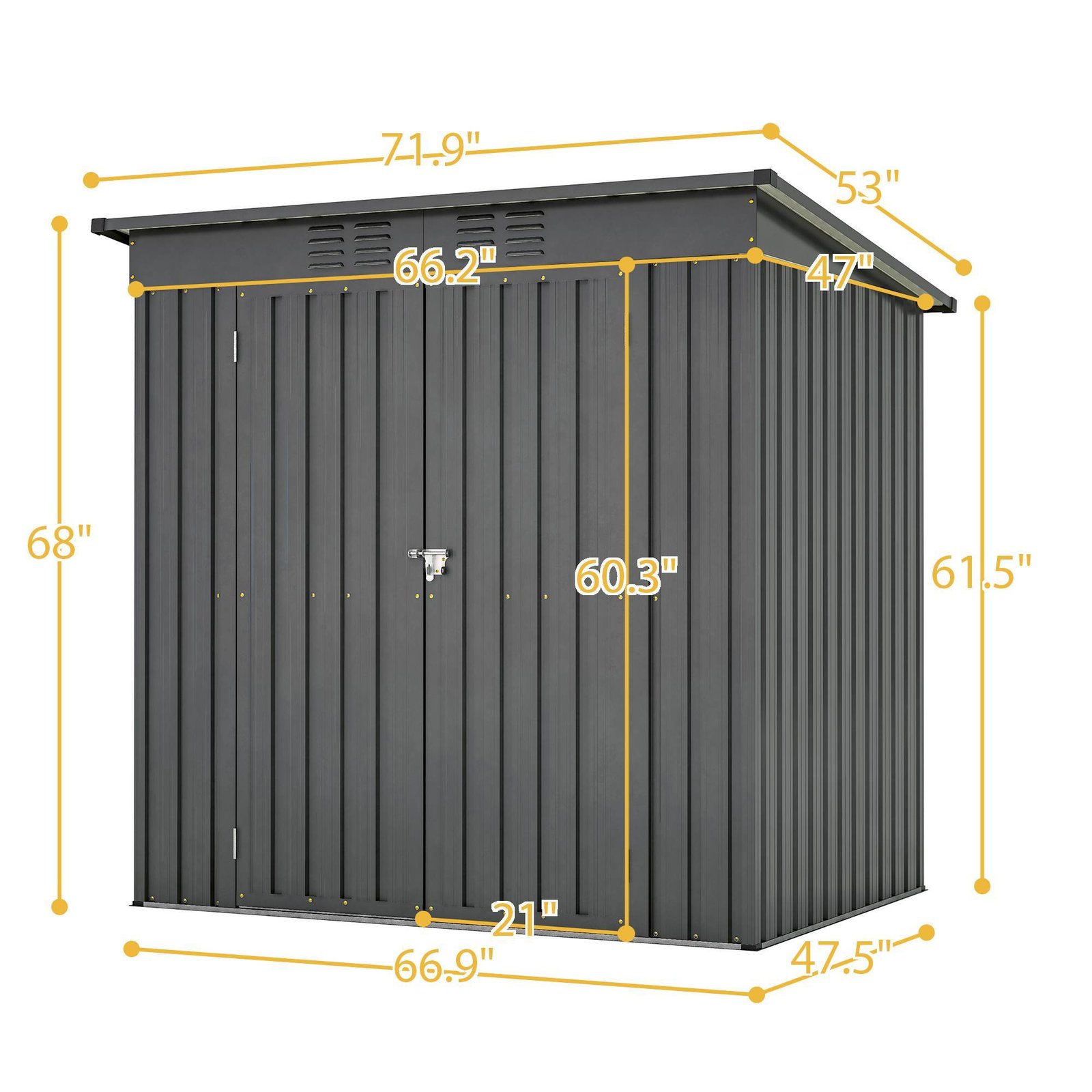 6 X 4 Ft Outdoor Storage Shed, All Weather Tool Shed For Garden, Backyard, Lawn, Black - Image 7