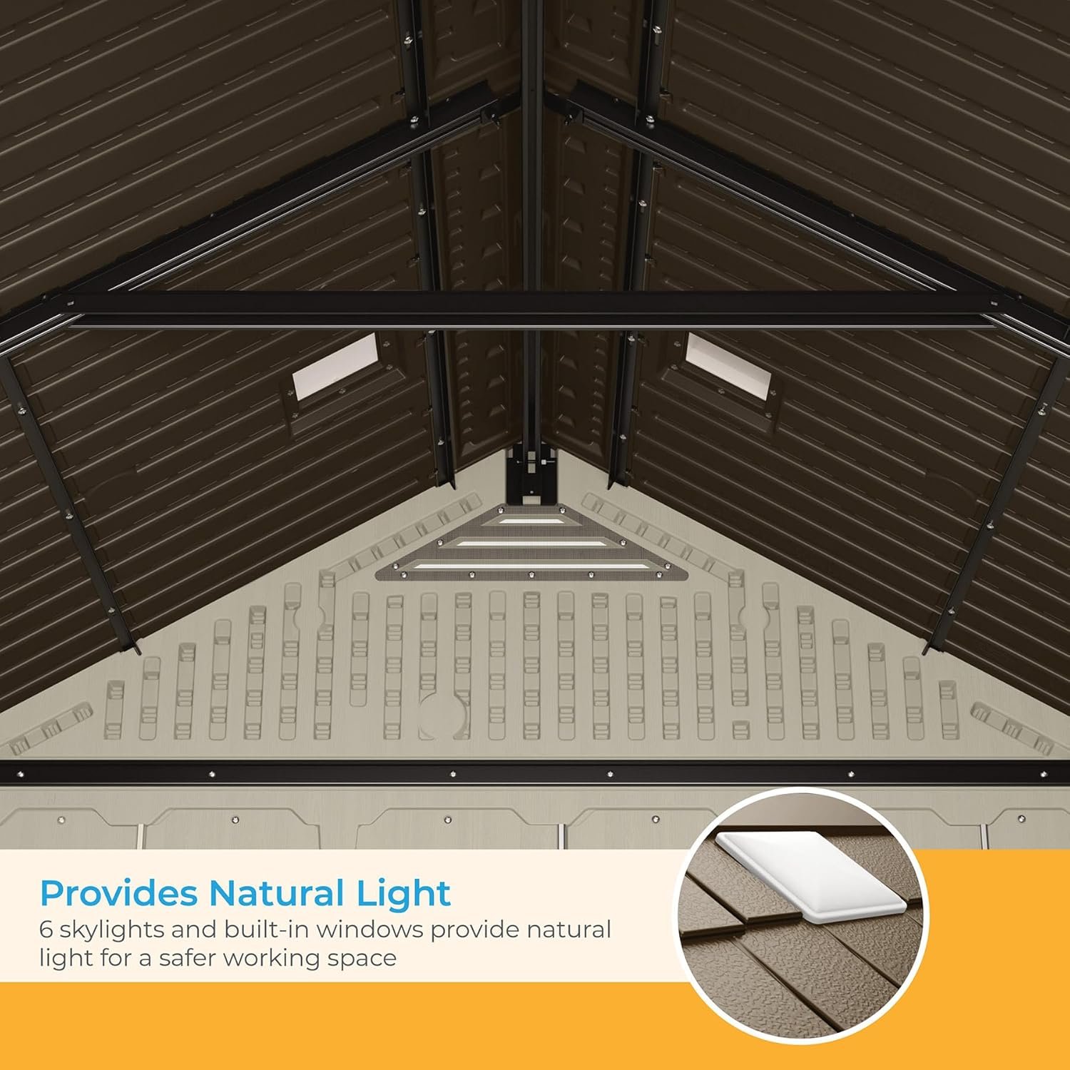 Suncast BMS8100 8 ft. x 10 ft. Tremont Resin Outdoor Storage Shed with Skylights - Image 4