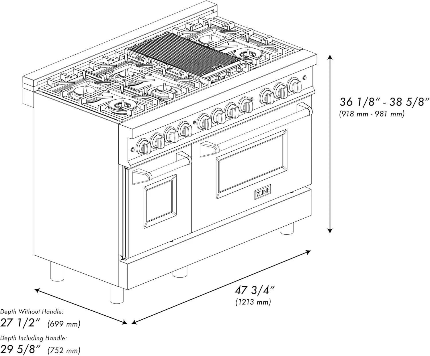 ZLINE 48″ Professional Dual Fuel Range - Image 6