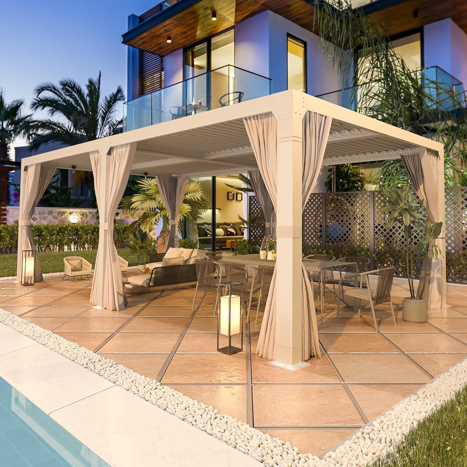EROMMY 12’x24′ Outdoor Louvered Pergola Gazebo - Image 6