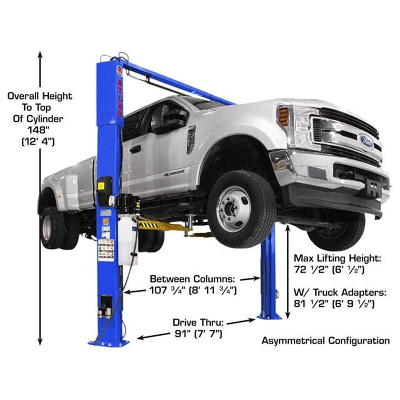 Atlas Equipment Platinum PVL10 ALI Certified Commercial Overhead 10,000 lb. Capacity 2-Post Lift - Image 2
