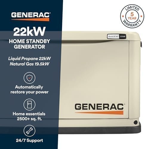 Generac Guardian 22kW Home Standby Generator with 200 Amp Transfer Switch, Durable All Aluminum, WiFi Enabled with G-Force Engine, Easy to Use, Whole House Power Backup, Smart Outage Solution – Bisque - Image 5