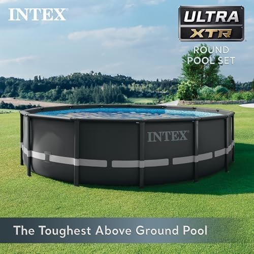 Intex Ultra XTR Frame 14′ x 42″ Round Above Ground Outdoor Swimming Pool Set with Sand Filter Pump, Ladder, Ground Cloth, and Pool Cover - Image 3