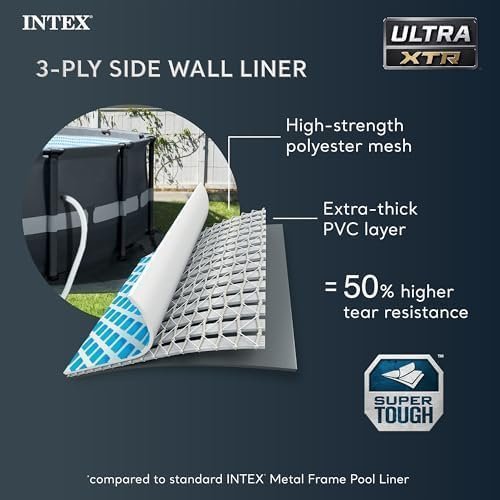 Intex Ultra XTR Frame 14′ x 42″ Round Above Ground Outdoor Swimming Pool Set with Sand Filter Pump, Ladder, Ground Cloth, and Pool Cover - Image 6