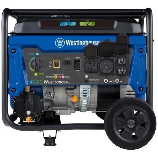 Westinghouse WGen5300DFcv – 5300 Watt Dual-Fuel Portable Generator w/ RV Outlet & CO Sensor (49-State) - Image 7