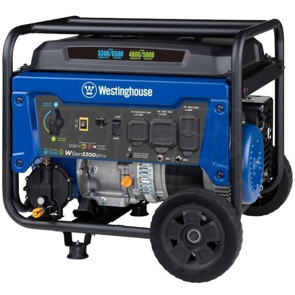 Westinghouse WGen5300DFcv – 5300 Watt Dual-Fuel Portable Generator w/ RV Outlet & CO Sensor (49-State) - Image 4