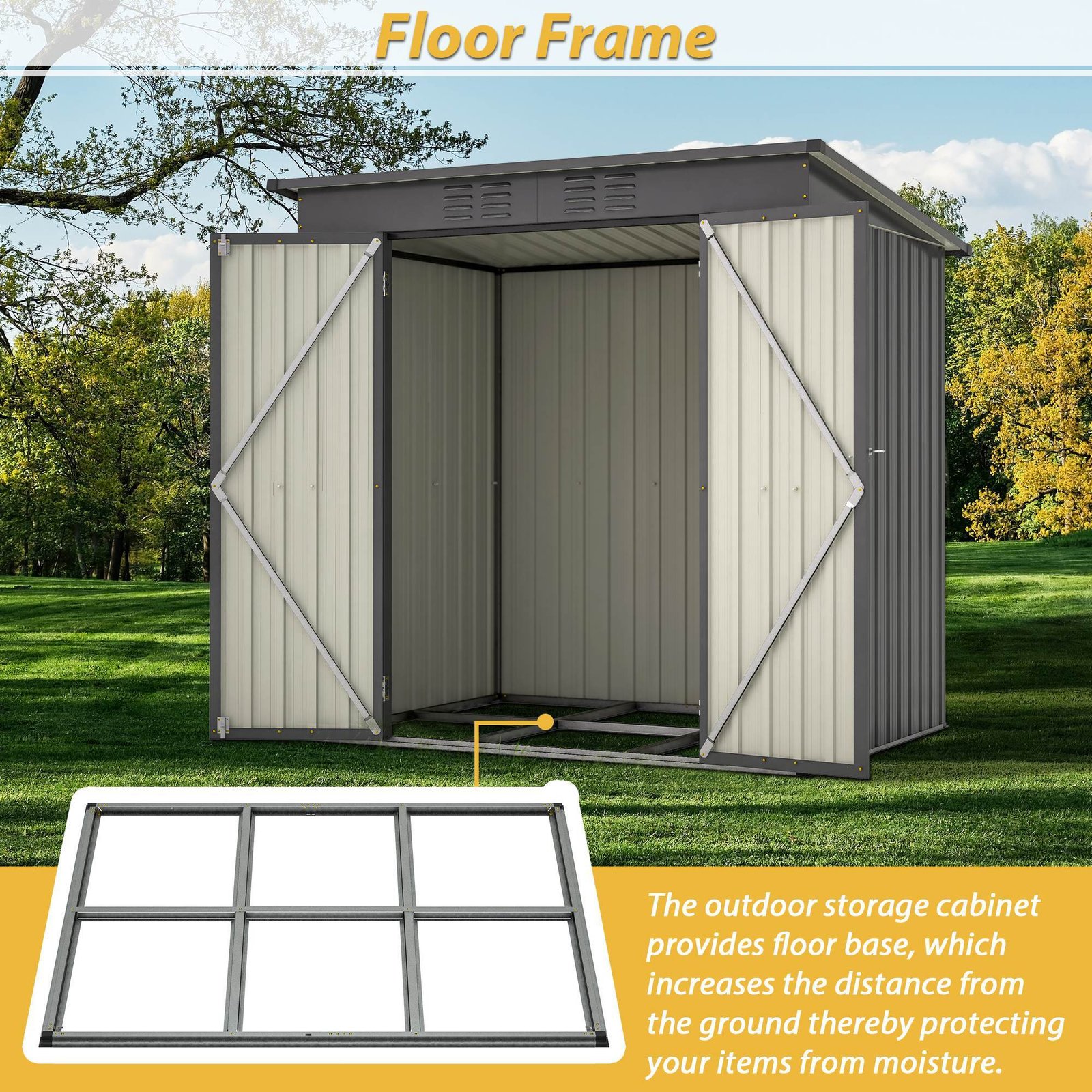 6 X 4 Ft Outdoor Storage Shed, All Weather Tool Shed For Garden, Backyard, Lawn, Black - Image 6