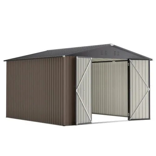 10′ X 10′ Metal Storage Shed For Ourdoor, Steel Yard Shed With Design Of Lockable Doors - Image 2