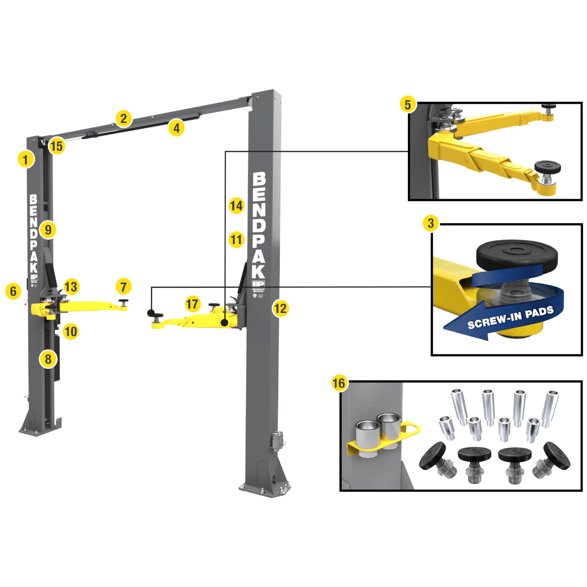 BendPak 10AP-168 Two Post Car Lift – 10,000-Lb Capacity – 168″ Extended Height - Image 7