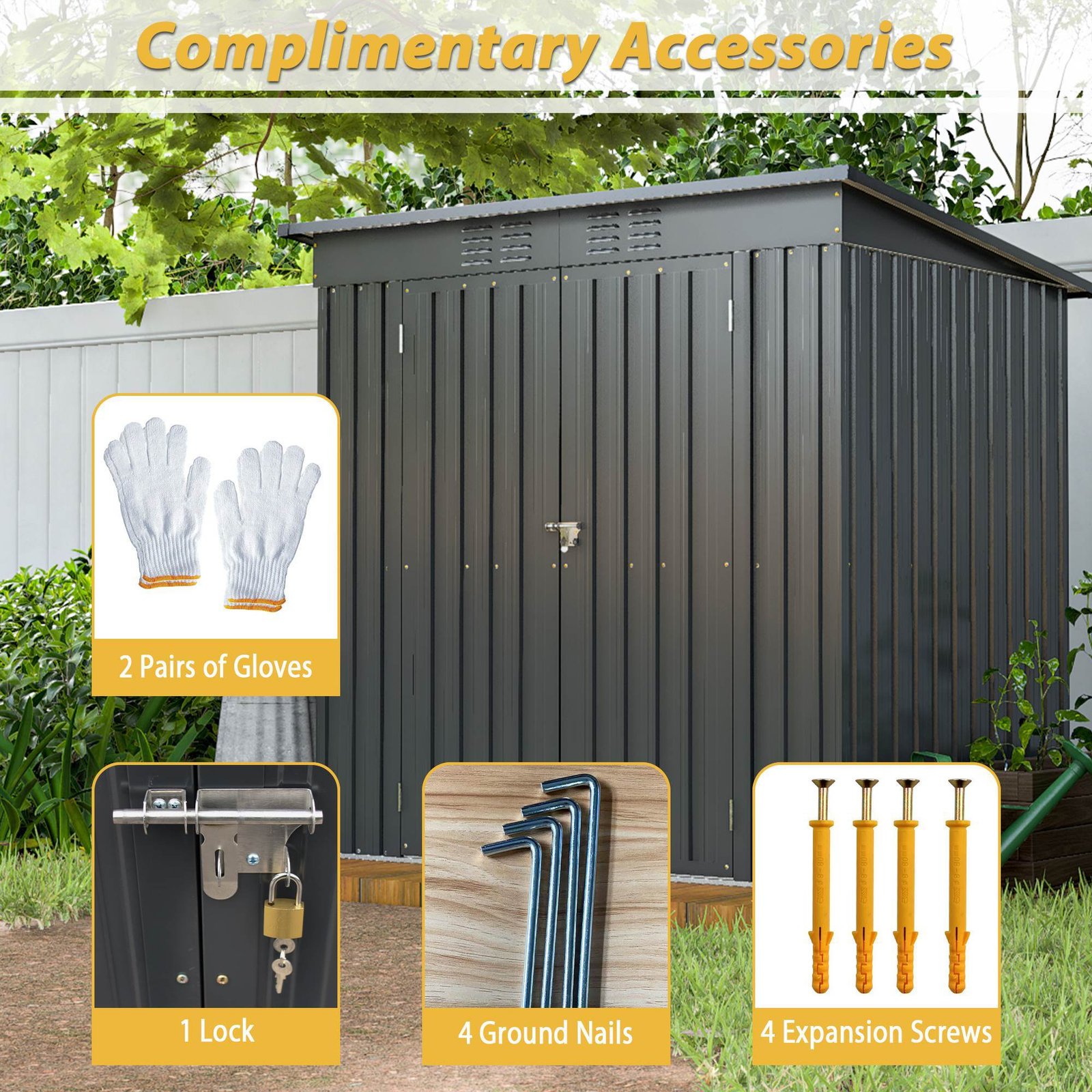 6 X 4 Ft Outdoor Storage Shed, All Weather Tool Shed For Garden, Backyard, Lawn, Black - Image 4