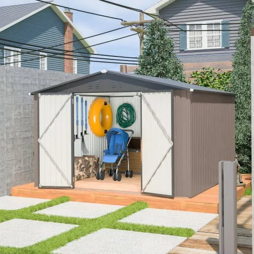 10′ X 10′ Metal Storage Shed For Ourdoor, Steel Yard Shed With Design Of Lockable Doors - Image 10
