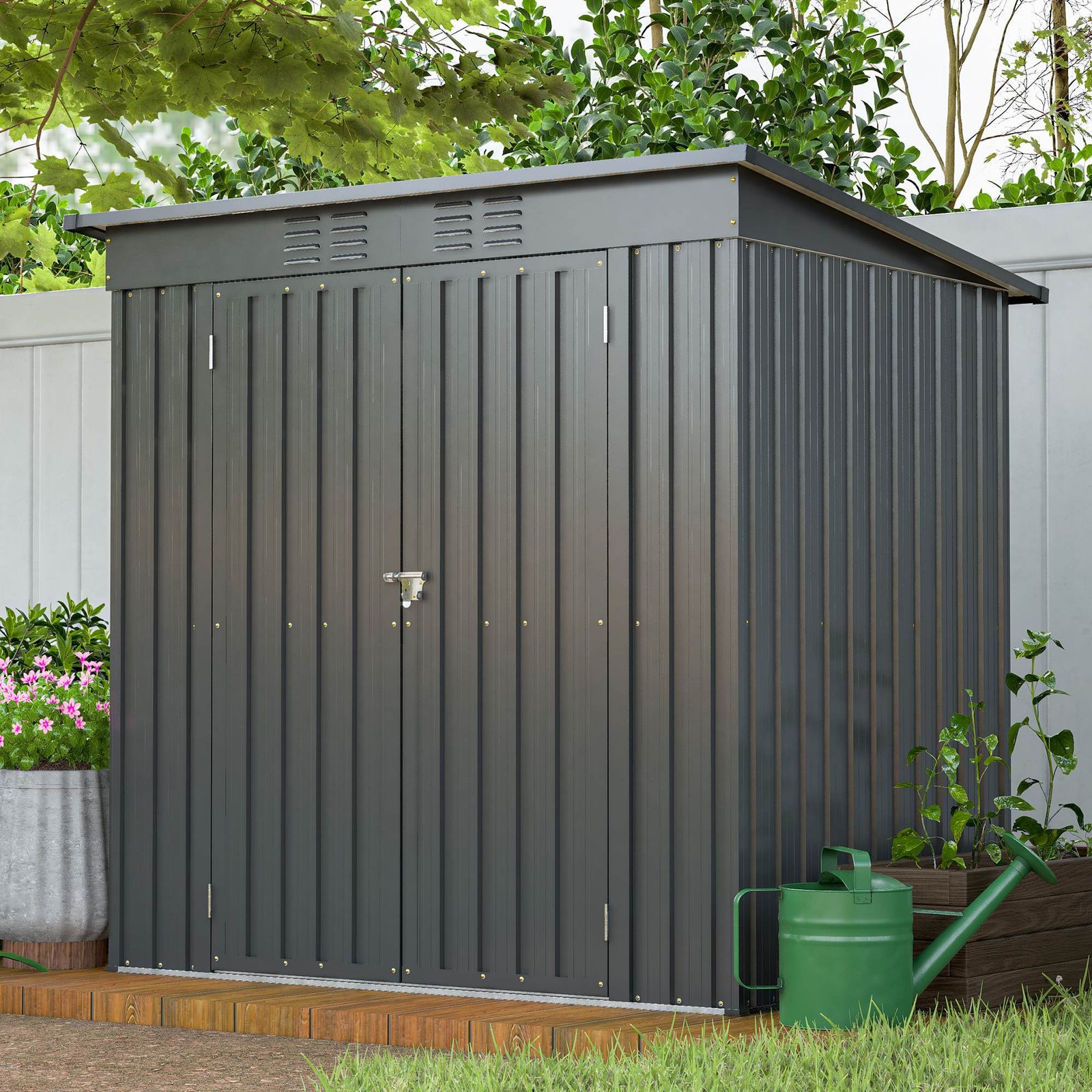 6 X 4 Ft Outdoor Storage Shed, All Weather Tool Shed For Garden, Backyard, Lawn, Black - Image 11