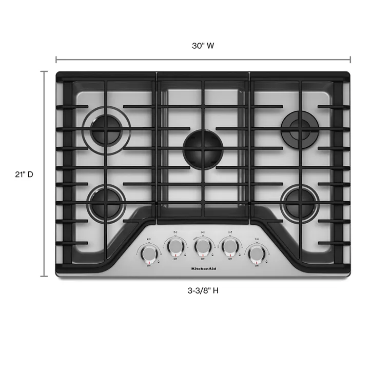 KitchenAid 30″ 5-Burner Gas Cooktop KCGS350ESS - Image 3
