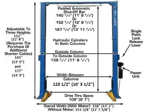 Atlas 15,000 lb Overhead 2-Post Lift - Image 5